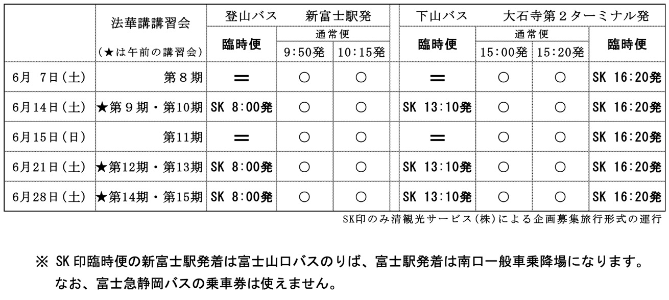 講習会臨時バス
